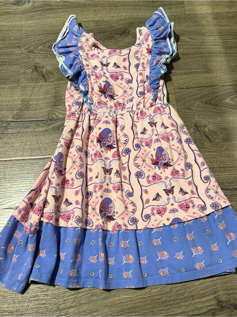 Jelly The Pug Pink and Purple Butterfly & Bird Print Dress - Picture 4 of 5